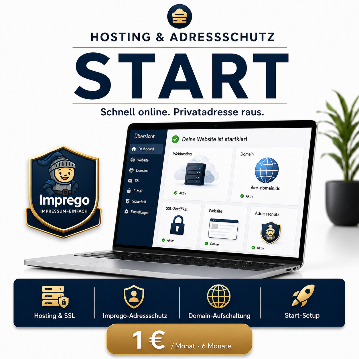 Schnellstart Hosting + Adressschutz
