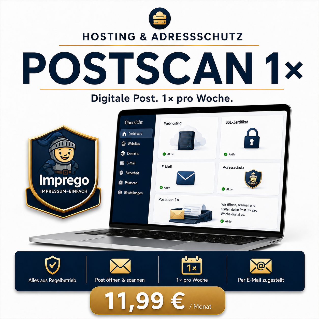 Hosting + Adressschutz + Postscan 1x