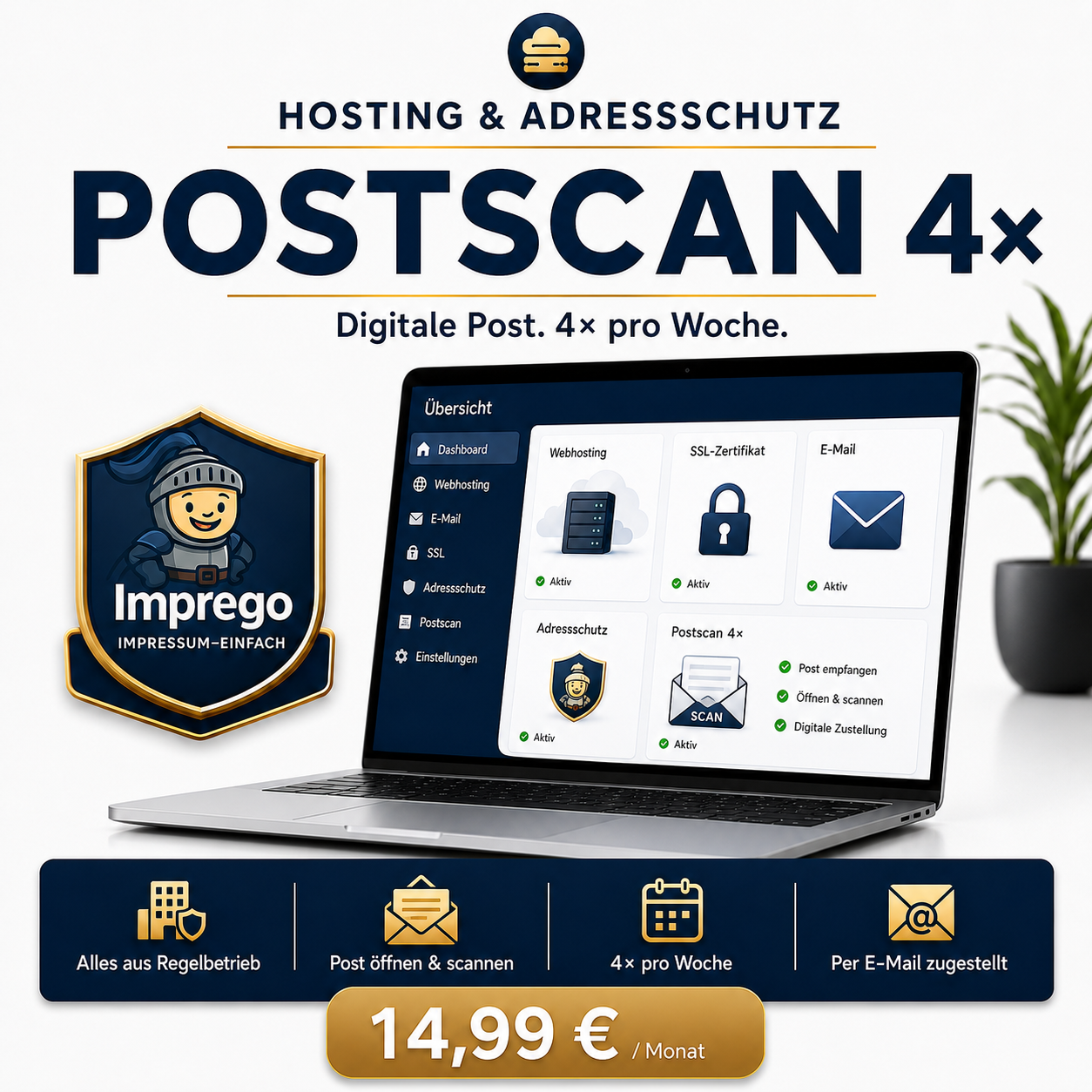 Hosting + Adressschutz + Postscan 4x